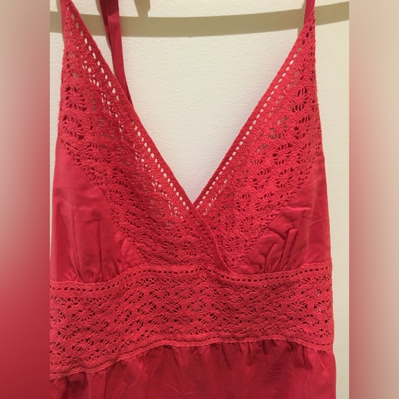 H&M 90’s Red Halter Lace Blouse - Picture 2 of 5